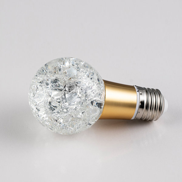 E IceCracked Orb LED Light Bules, 3000K Warm White, E26/27 Medium Base